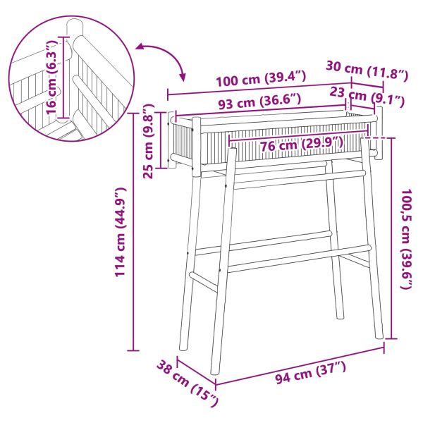 Градински сандък с държач Естествен 100 x 38 x 114 см Бамбук