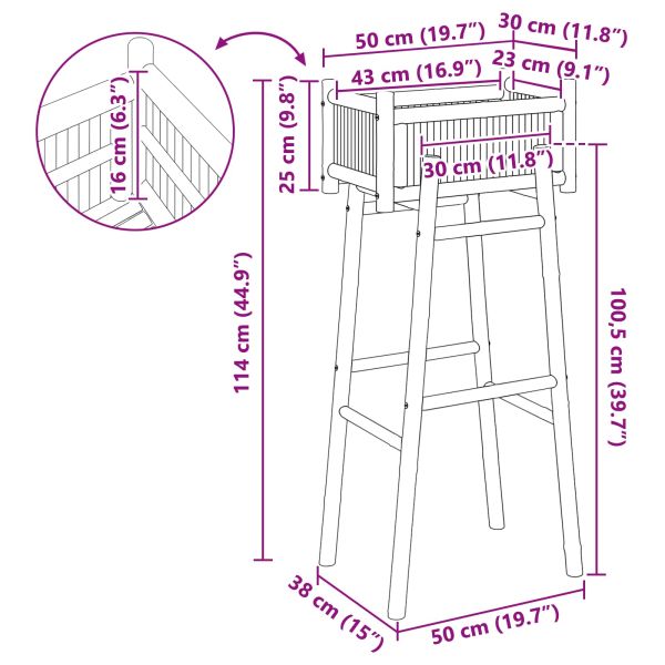Градински сандък с държач Естествен 50 x 38 x 114 см Бамбук