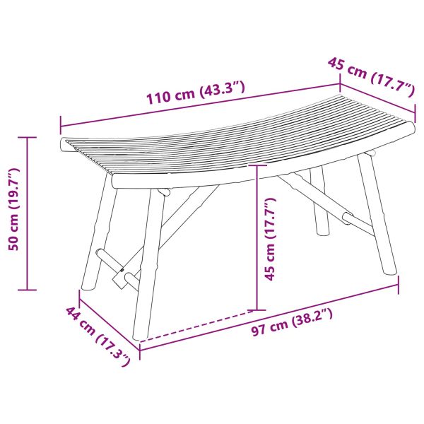 Градинска пейка Естествен 110 x 45 x 50 см Бамбук