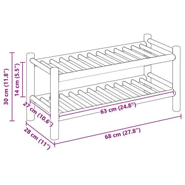 Шкаф за обувки с рафт Естествен 68 x 28 x 30 см Бамбук