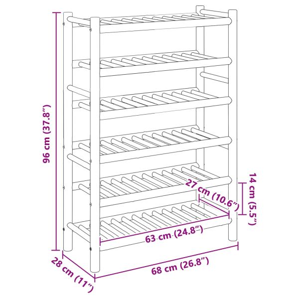 Шкаф за обувки с рафт Естествен 68 x 28 x 96 см Бамбук