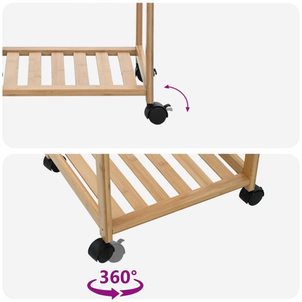 Кухненска количка с колела Естествен 37 x 36 x 80 см Бамбук