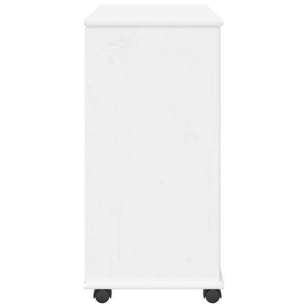 Плъзгащ кабинет с колело Бяло 63,5 x 39 x 79 см Солиден бор