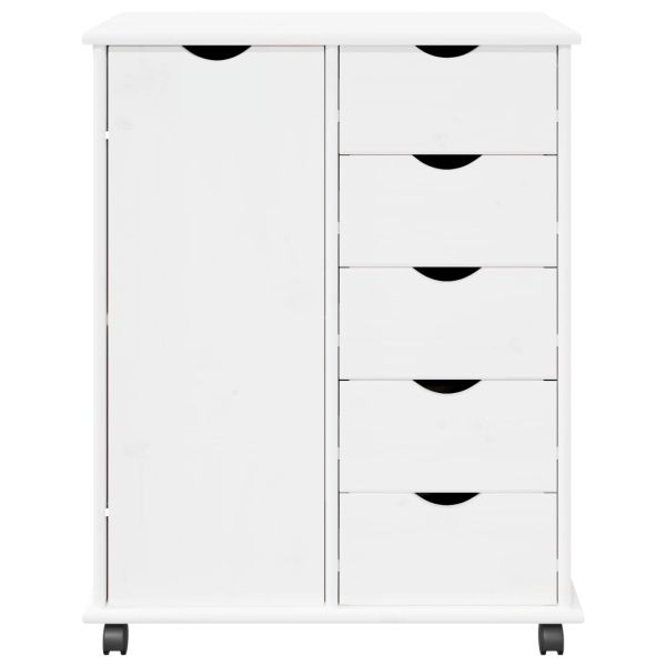 Плъзгащ кабинет с колело Бяло 63,5 x 39 x 79 см Солиден бор