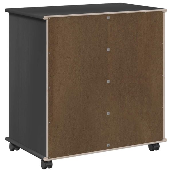 Плъзгащ кабинет с колело Черно 63,5 x 39 x 65,5 см Солиден бор