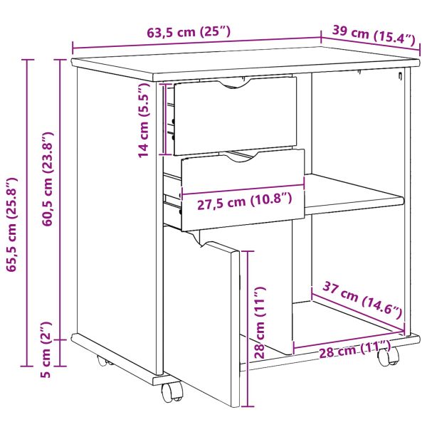 Плъзгащ кабинет с колело Черно 63,5 x 39 x 65,5 см Солиден бор