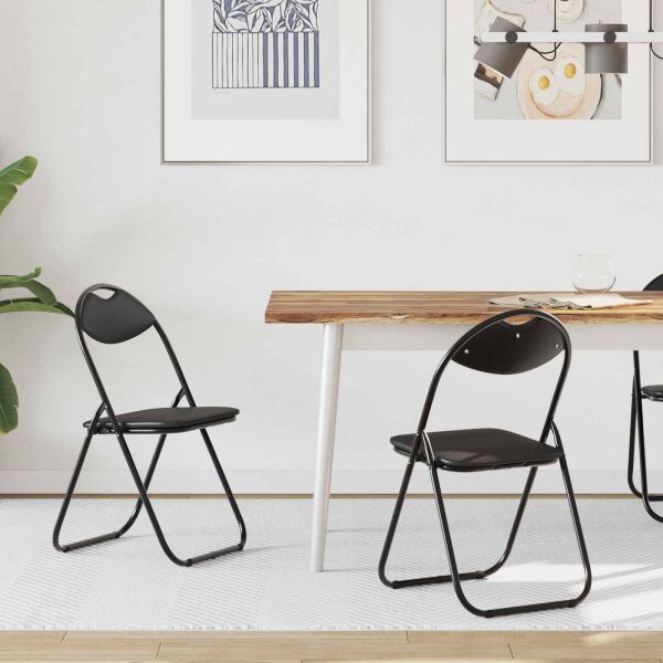 Сгъваем стол 2 pcs Черен 48 x 43,5 x 81 см Изкуствена