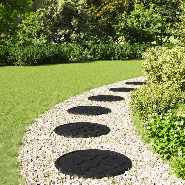 Стъпаловиден камък 6 pcs Черен Ø 44 x 2 см Каучук