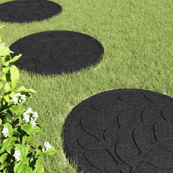 Стъпаловиден камък 6 pcs Черен Ø 44 x 2 см Каучук