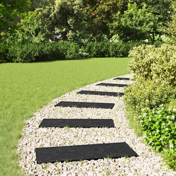 Стъпаловиден камък 6 pcs Черен 60,5 x 25 x 2 см Каучук