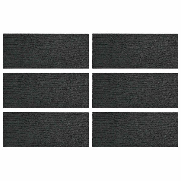 Стъпаловиден камък 6 pcs Черен 60,5 x 25 x 2 см Каучук