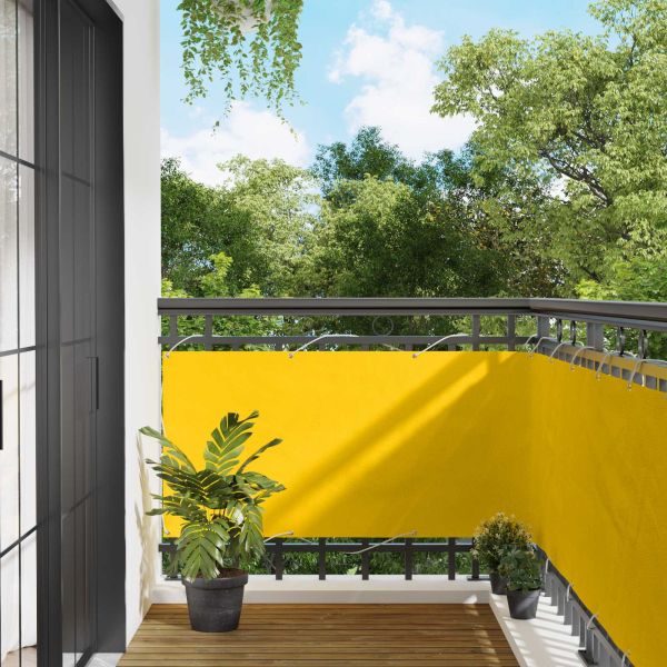 Балконен екран Жълто 75 x 200 cm PU покрит оксфорд алу