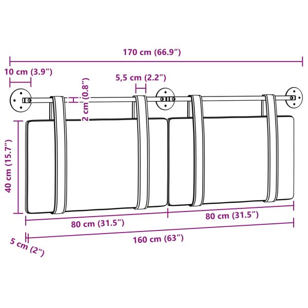Висяща табла Едноцветен Синьо 170 x 55 x 5 см Антично PU