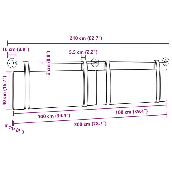 Висяща табла Едноцветен Дънково син 210 x 55 x 5 см Антично PU