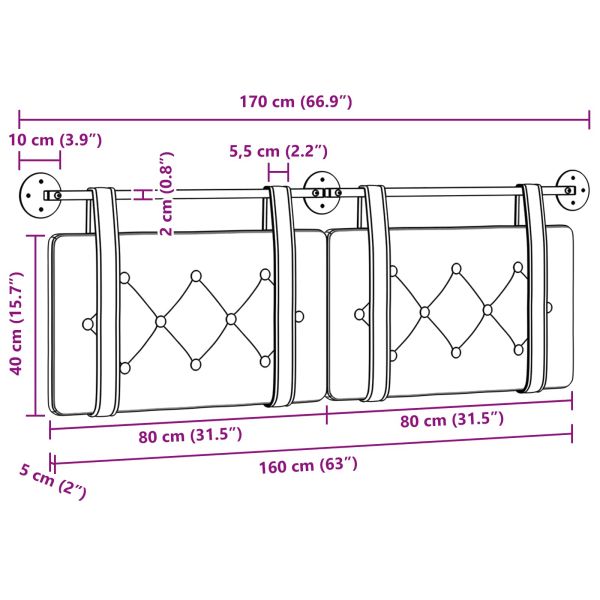 Висяща табла Монтиране на стена Синьо 170 x 55 x 5 см Кадифе