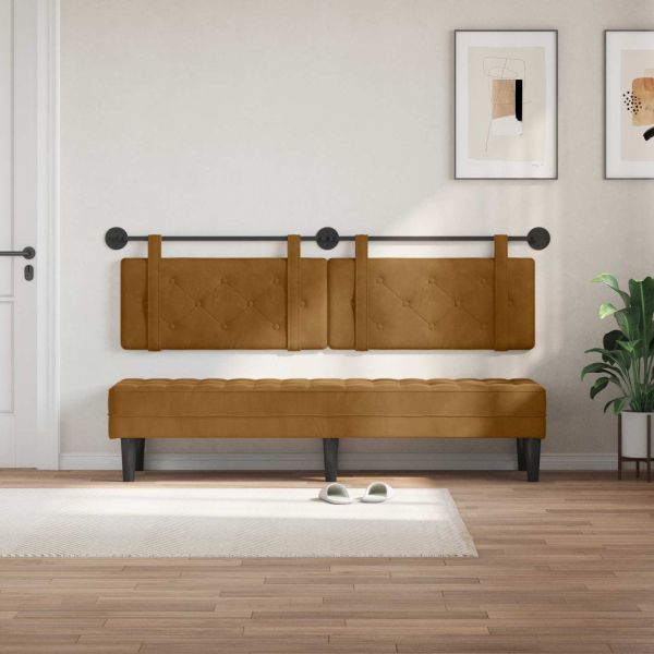 Висяща табла Монтиране на стена Кафяво 190 x 55 x 5 см Кадифе