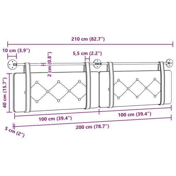 Висяща табла Монтиране на стена Жълто 210 x 55 x 5 см Кадифе
