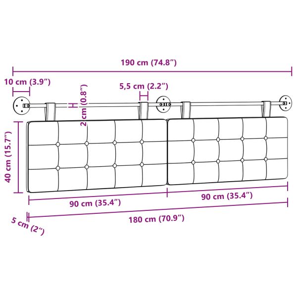 Висяща табла Монтиране на стена Синьо 190 x 55 x 5 см текстил
