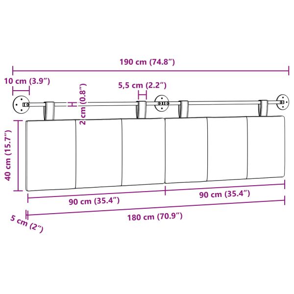 Висяща табла Монтиране на стена Синьо 190 x 55 x 5 см текстил