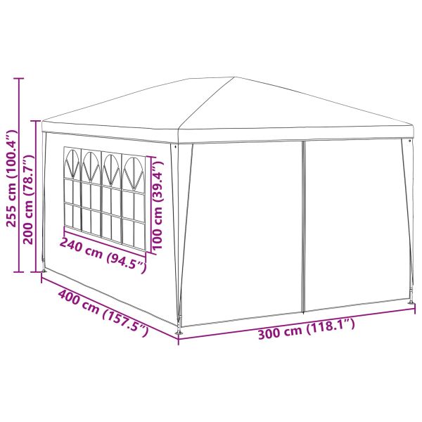 Парти палатка с стена Червено 400 x 300 x 255 см