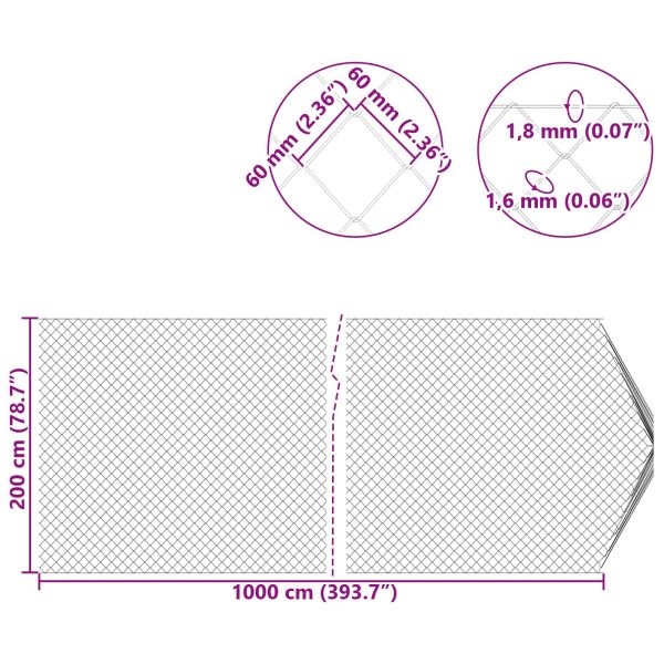 Оградa от мрежа Поцинкована 2 x 10 m Стъкло