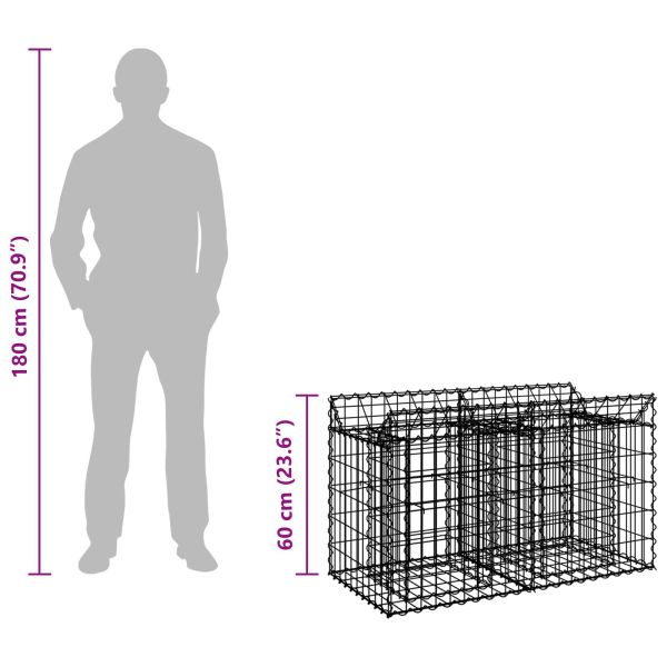 Габиона повдигнато легло Сребрист 100 x 50 x 60 см