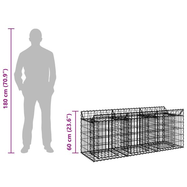 Габиона повдигнато легло Сребрист 150 x 50 x 60 см