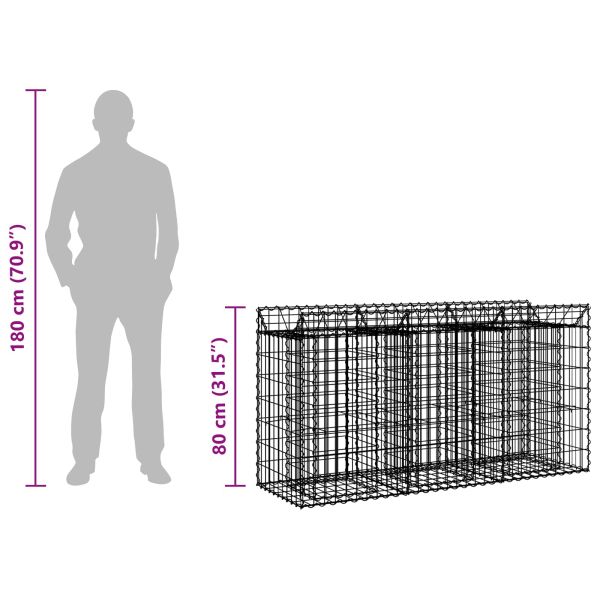 Габиона повдигнато легло Сребрист 150 x 50 x 80 см
