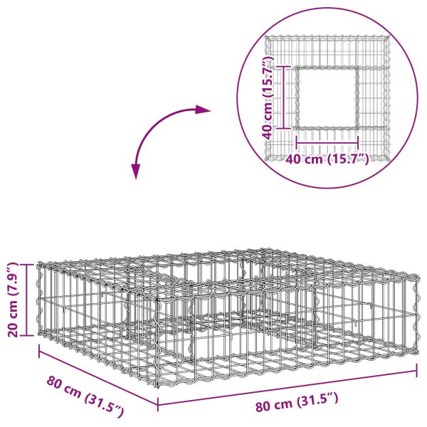 Габиона повдигнато легло Сребрист 80 x 80 x 20 cm
