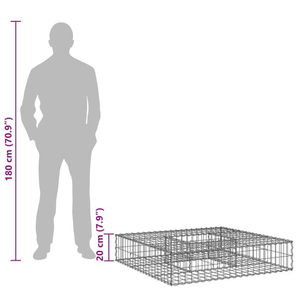 Габиона повдигнато легло Сребрист 100 x 100 x 20 cm
