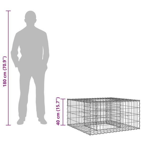 Габиона повдигнато легло Сребрист 80 x 80 x 40 cm