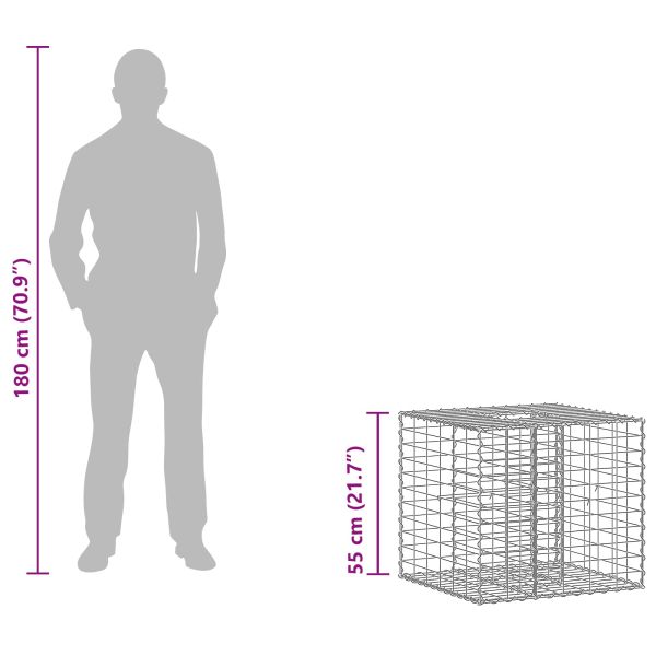 Габиона повдигнато легло Сребрист 60 x 60 x 55 см