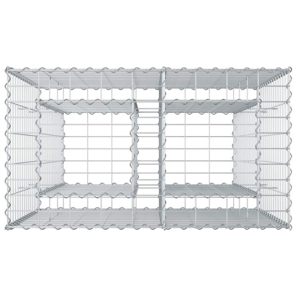 Габиона повдигнато легло Сребрист 90 x 50 x 80 см
