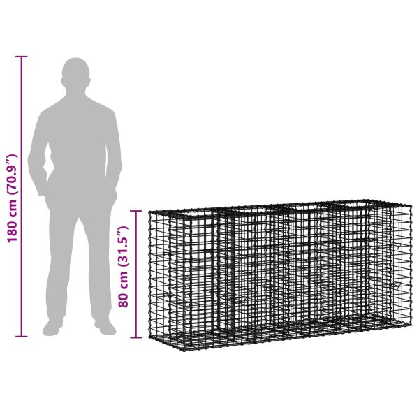 Габиона повдигнато легло Сребрист 170 x 50 x 80 см