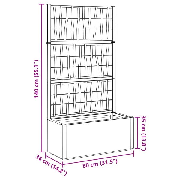 Градинска саксия с решетка Зелен 80 x 36 x 140 см ПП