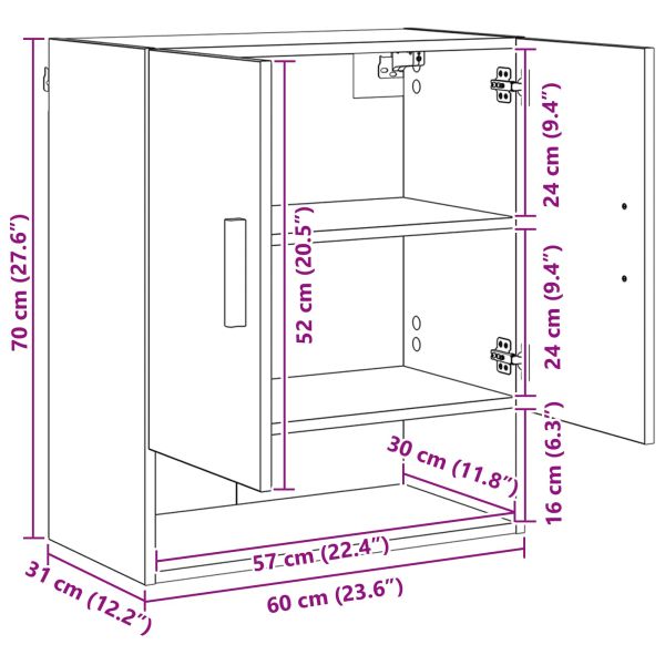 Стенен шкаф Дъб Артизан 60 x 31 x 70 см Инженерно дърво