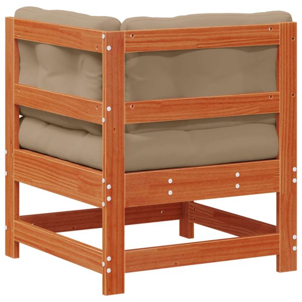 Градинен ъглов диван Масивна боровина Восъчен Кафяв