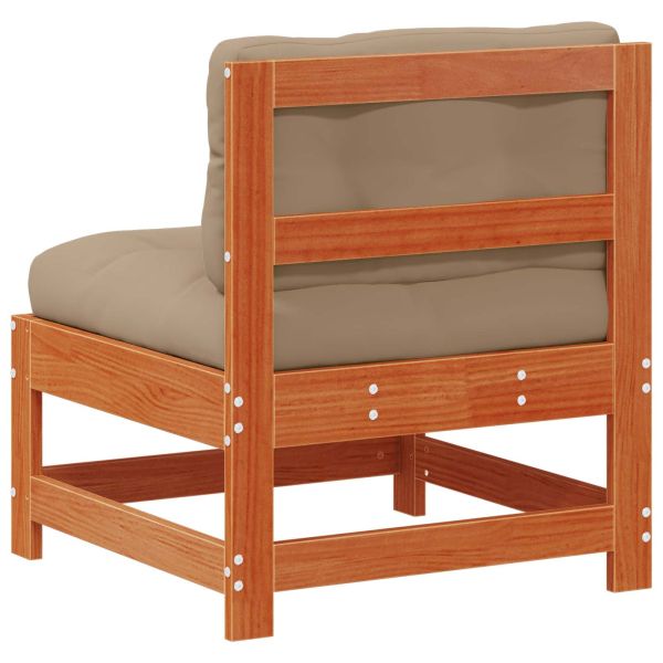 Градинен среден диван Масивна боровина Восъчен Кафяв