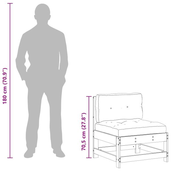 Градинен среден диван Масивна боровина Восъчен Кафяв