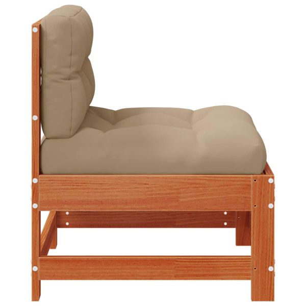 Градинен среден диван Масивна боровина Восъчен Кафяв