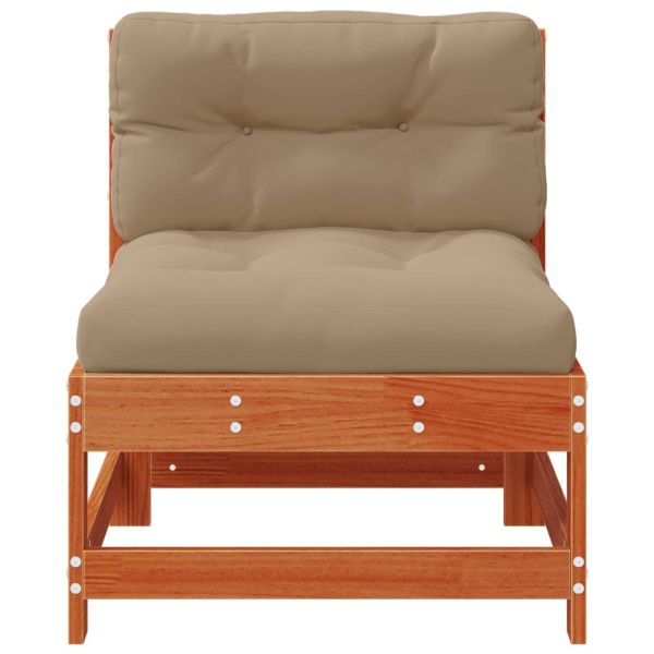 Градинен среден диван Масивна боровина Восъчен Кафяв