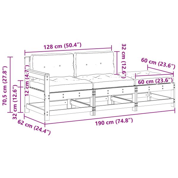 Секционен диван с възглавница Восъчен Кафяв 190 x 62 x 70,5 см