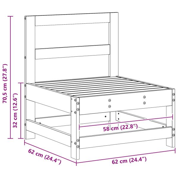 Градинен среден диван Масивна боровина Восъчен Кафяв
