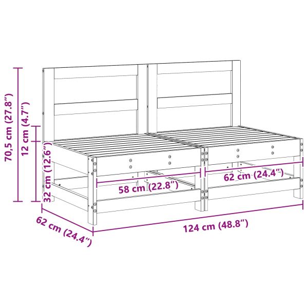 Градинен среден диван Масивна боровина Восъчен Кафяв