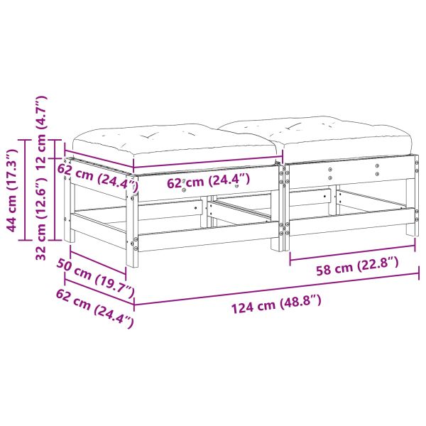 Градинска поставка за крака Масивна боровина Восъчен Кафяв