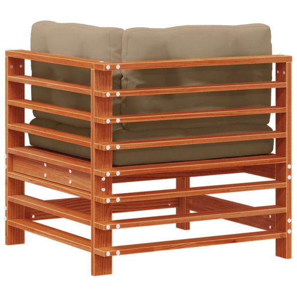 Градинен ъглов диван Масивна боровина Восъчен Кафяв