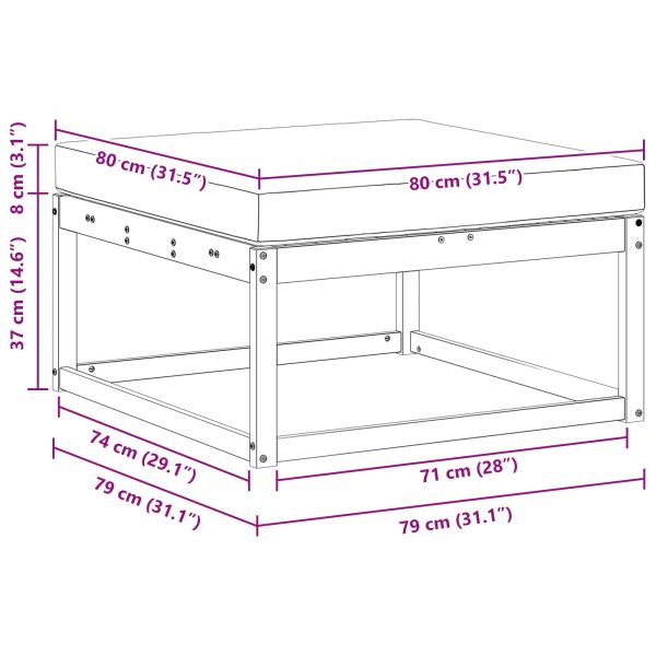 Външна табуретка Солидно акациево дърво Естествен