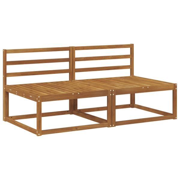 2 Брой Среден диван за открито Солидно акациево дърво Естествен