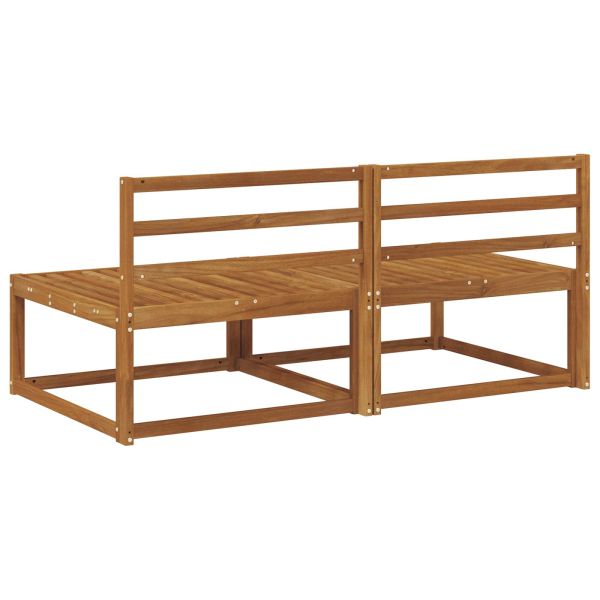 2 Брой Среден диван за открито Солидно акациево дърво Естествен