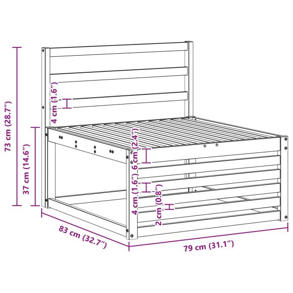 Среден диван за открито Солидно акациево дърво Естествен